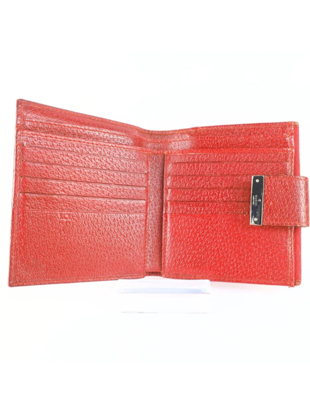Gucci GG mono Flap Canvas/Leather Red Women Wallet Vintage - Picture 2 of 16